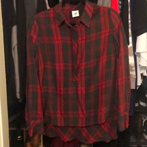 CAbi red and dark gray plaid shirt